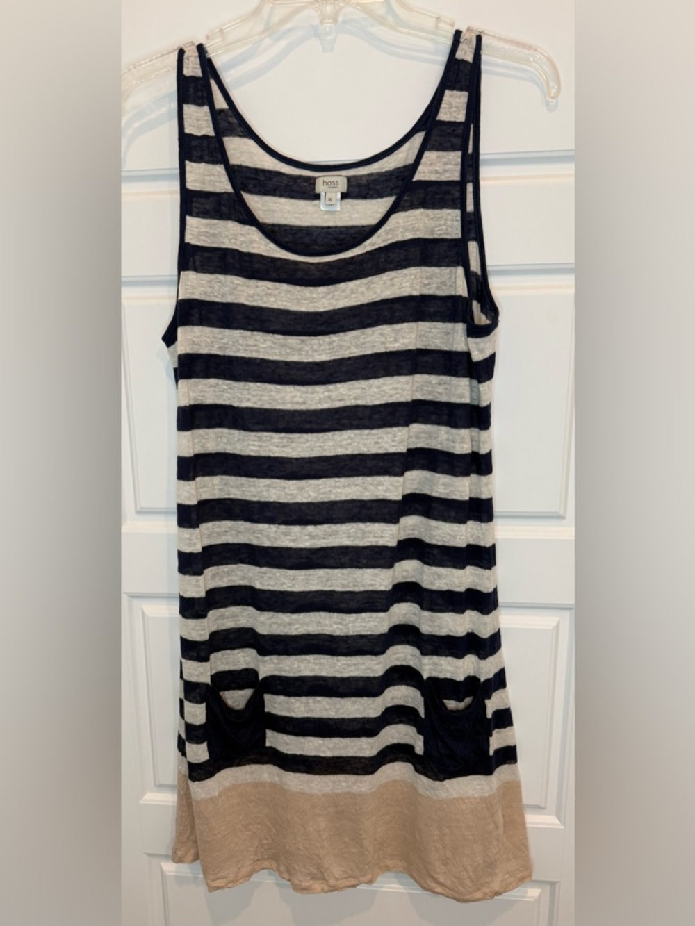 Hoss Inropia Anthropologie Women’s XL STRIPED LINEN Tank DRESS Lightweight